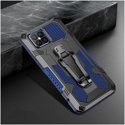 Mobigear Armor Stand iPhone 12 Pro Max Hoesje Hardcase Backcover Shockproof met Standaard - Zwart / Blauw