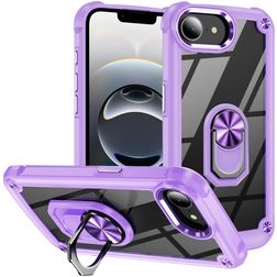Mobigear Crystal Ring iPhone 16e Hoesje Hardcase Backcover met Ringhouder - Paars