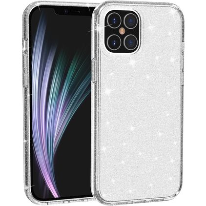Mobigear Glitter iPhone 12 Pro Hoesje Hardcase Backcover - Wit