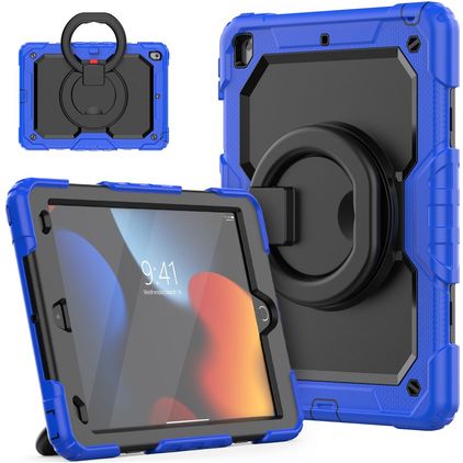 Mobigear RingGuard iPad 9 (2021) Hoes Hard Kunststof,Siliconen Backcover + Standaard - Blauw