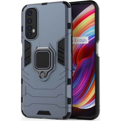 Mobigear Armor Ring Realme 7 Hoesje Hardcase Backcover Shockproof met Ringhouder - Blauw