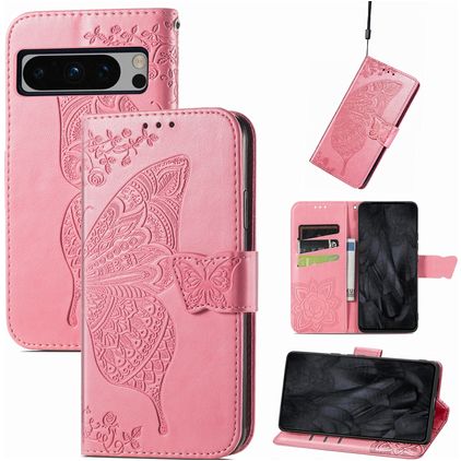 Mobigear Butterfly Google Pixel 8 Pro Hoesje Bookcase Portemonnee - Roze