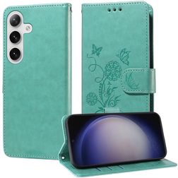 Mobigear Flowers Samsung Galaxy S25 Plus Hoesje Bookcase Portemonnee - Groen