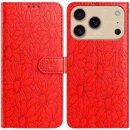 Mobigear Flowers iPhone 17 Pro Max Hoesje Bookcase Portemonnee - Rood