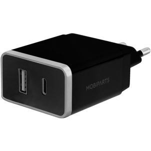 Mobiparts Wall Charger Dual USB / USB-C 12W 2.4A - Zwart