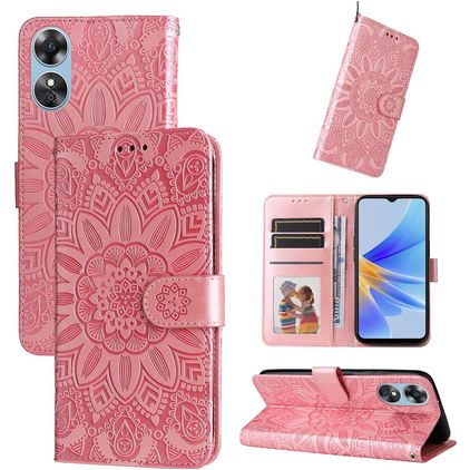 Mobigear Sunflower OPPO A17 Hoesje Bookcase Portemonnee - Magenta