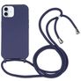 Mobigear Lanyard iPhone 16 Plus Siliconen Hoesje met koord - Donkerblauw