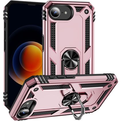 Mobigear Armor Ring iPhone 17e Hoesje Hardcase Backcover Shockproof met Ringhouder - Roségoud