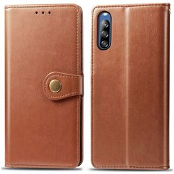 Mobigear Snap Button Sony Xperia L4 Hoesje Bookcase Portemonnee - Cognac