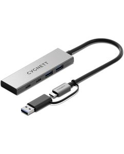Cygnett Unite 4-in-1 USB-A / USB-C naar USB-A / USB-C Hub - Zilver