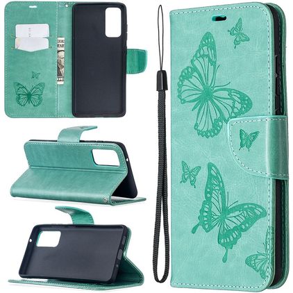 Mobigear Butterfly Samsung Galaxy S20 FE Hoesje Bookcase Portemonnee - Turquoise