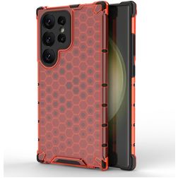 Mobigear Honeycomb Samsung Galaxy S24 Ultra Hoesje Hardcase Backcover Shockproof - Rood