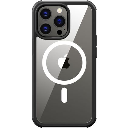 Valenta Full Cover iPhone 14 Plus MagSafe Hoesje Gehard glas Backcover Shockproof - Transparant / Zwart