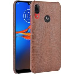 Mobigear Croco Motorola Moto E6 Plus Hoesje Backcover - Bruin