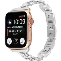 Mobigear Paris Stalen Apple Watch Bandje Vouwsluiting - 42/41/40/38 mm - Zilver