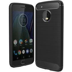 Mobigear Brushed Slim Motorola Moto G5 Plus Hoesje Flexibel TPU Backcover - Zwart
