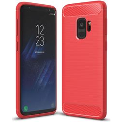 Mobigear Brushed Slim Samsung Galaxy S9 Hoesje Flexibel TPU Backcover - Rood