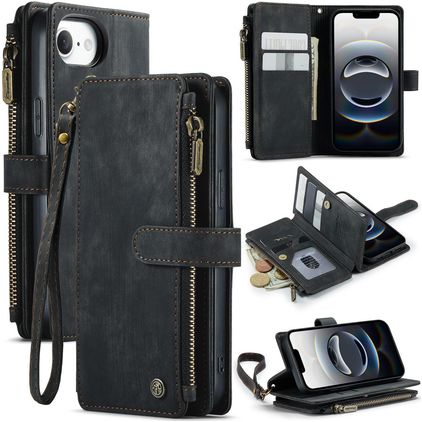 CaseMe C30 iPhone 16e Hoesje Bookcase Portemonnee - Zwart