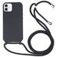 Mobigear Lanyard iPhone 16 Siliconen Hoesje met koord - Zwart