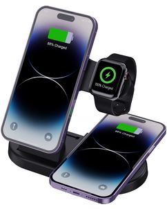 Mobigear MagCharge 3in1 MagSafe + Qi Oplaadstation voor Telefoon en Apple Watch - Zwart