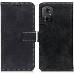 Mobigear Croco POCO M5 Hoesje Bookcase Portemonnee - Zwart