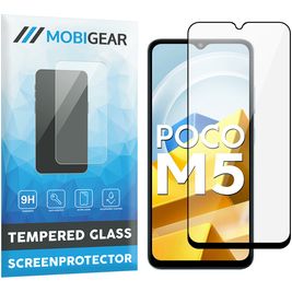 Mobigear Premium POCO M5 Glazen Screenprotector - Case Friendly - Zwart