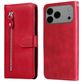 Mobigear Zipper iPhone 17 Pro Max Hoesje Bookcase Portemonnee - Rood