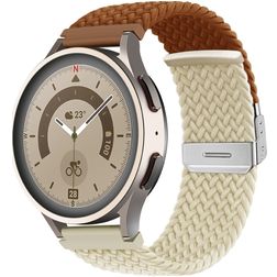 Mobigear Braided Dual Nylon Smartwatch Bandje Klemsluiting - 22 mm - Bruin / Sterrenlicht