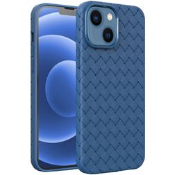 Mobigear Woven iPhone 14 Plus Hoesje Flexibel TPU Backcover - Donkerblauw
