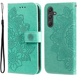 Mobigear Flowers Samsung Galaxy A55 Hoesje Bookcase Portemonnee - Groen