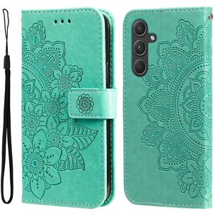 Mobigear Flowers Samsung Galaxy A55 Hoesje Bookcase Portemonnee - Groen