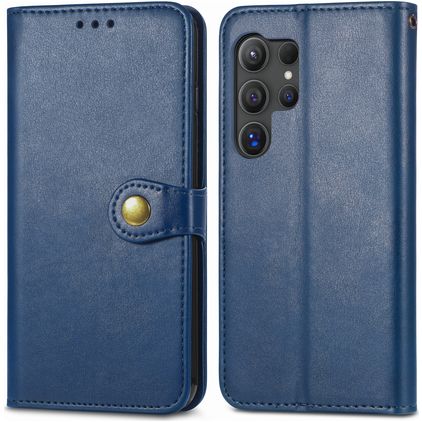 Mobigear Snap Button Samsung Galaxy S25 Ultra Hoesje Bookcase Portemonnee - Blauw