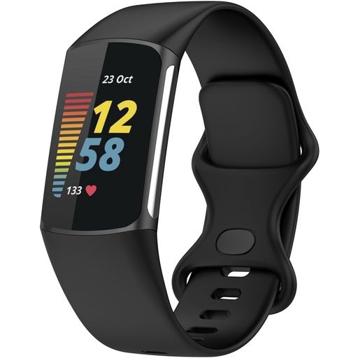 Mobigear Sport Dual Siliconen Fitbit Charge 5 Bandje Druksluiting - Zwart