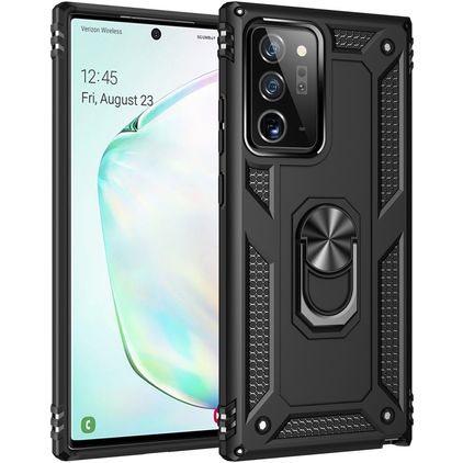 Mobigear Armor Ring Samsung Galaxy Note 20 Hoesje Hardcase Backcover Shockproof met Ringhouder - Zwart