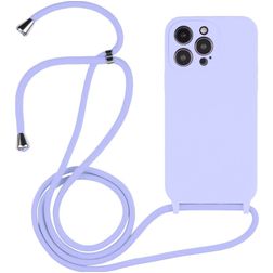 Mobigear Lanyard iPhone 14 Pro Siliconen Hoesje met koord - Paars