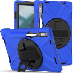 Mobigear SureGrip XGuard Lenovo Tab P11 Pro Gen 2 Hoes Hard kunststof / Siliconen Backcover + Stylus Houder + Standaard - Blauw