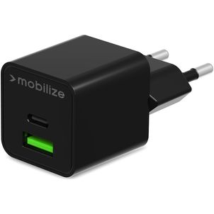 Mobilize Dual USB / USB-C Oplader Power Delivery 30W - Zwart