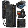Caseme 008 iPhone 12 Hoesje Uitneembare 2in1 Bookcase Portemonnee - Zwart