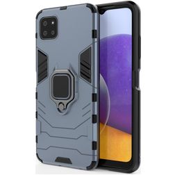 Mobigear Armor Ring Samsung Galaxy A22 5G Hoesje Hardcase Backcover Shockproof met Ringhouder - Blauw