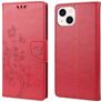 Mobigear Flowers iPhone 14 Hoesje Bookcase Portemonnee - Rood