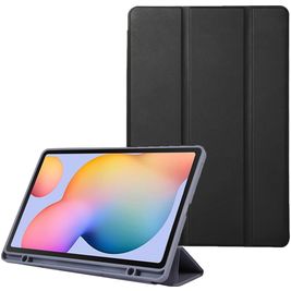 Mobigear Tri-Fold Samsung Galaxy Tab S6 Lite Hoes Bookcase + Stylus Houder - Zwart