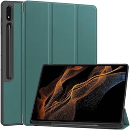 Mobigear Tri-Fold Gel Samsung Galaxy Tab S9 Ultra Hoes TPU,Kunstleer Bookcase + Stylus Houder - Groen
