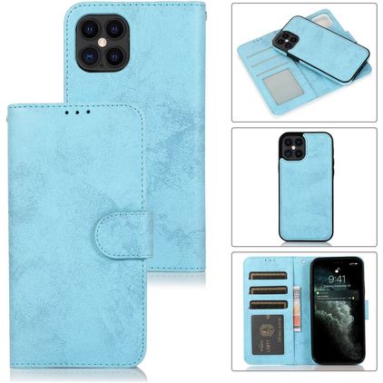 Mobigear Wallet iPhone 12 Pro Hoesje Uitneembare 2in1 Bookcase Portemonnee - Babyblauw