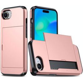 Mobigear Card iPhone 17e Hoesje Hardcase Backcover Shockproof met Pasjeshouder - Roségoud
