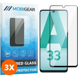 Mobigear Premium Samsung Galaxy A33 Glazen Screenprotector - Case Friendly - Zwart (3-Pack)