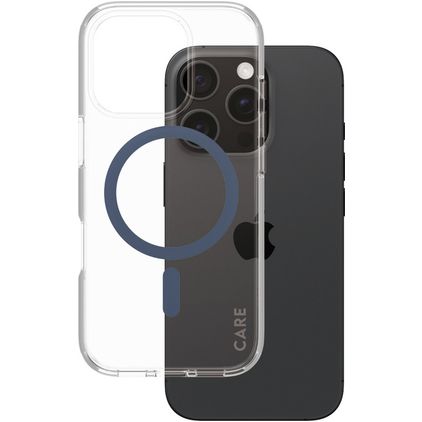 CARE by PanzerGlass Flagship iPhone 16 Pro MagSafe Hoesje Hardcase Backcover - Transparant / Blauw