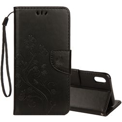 Mobigear Flowers iPhone XR Hoesje Bookcase Portemonnee - Zwart