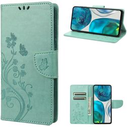 Mobigear Flowers Motorola Moto G82 Hoesje Bookcase Portemonnee - Groen
