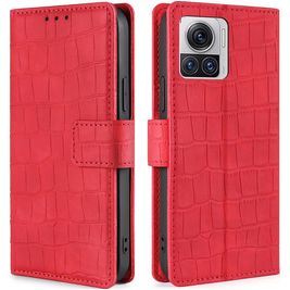 Mobigear Croco Motorola Edge 30 Ultra Hoesje Bookcase Portemonnee - Rood