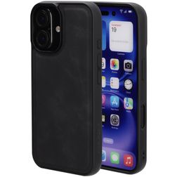 Mobiparts Classic iPhone 16 MagSafe Hoesje TPU,Kunstleer Backcover - Graphite Black